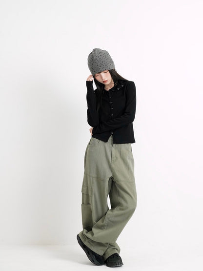 high neck fitted cardigan