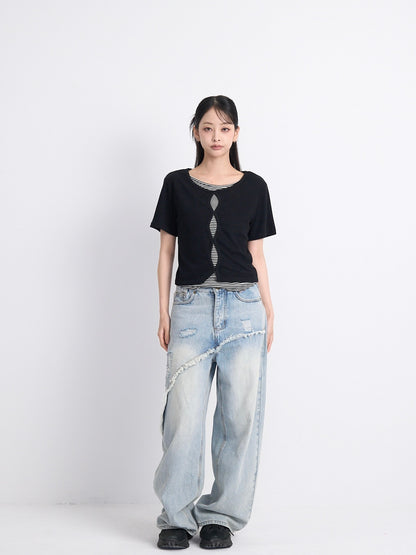 cut out stripe tops