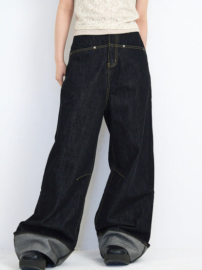 loose wide denim pants