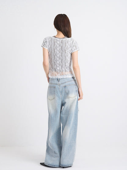 lace layered sheer tops