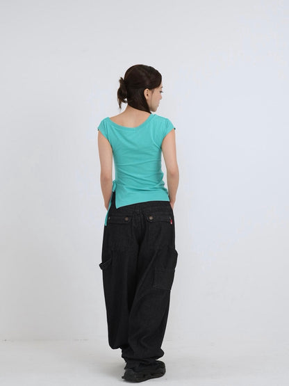 rhinestone motif slit tops