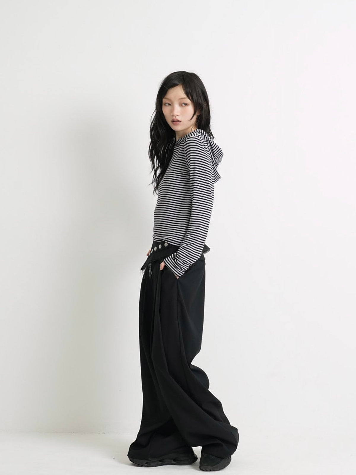 layered belt wide pants
