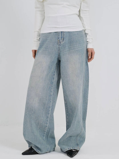glitter wide denim pants