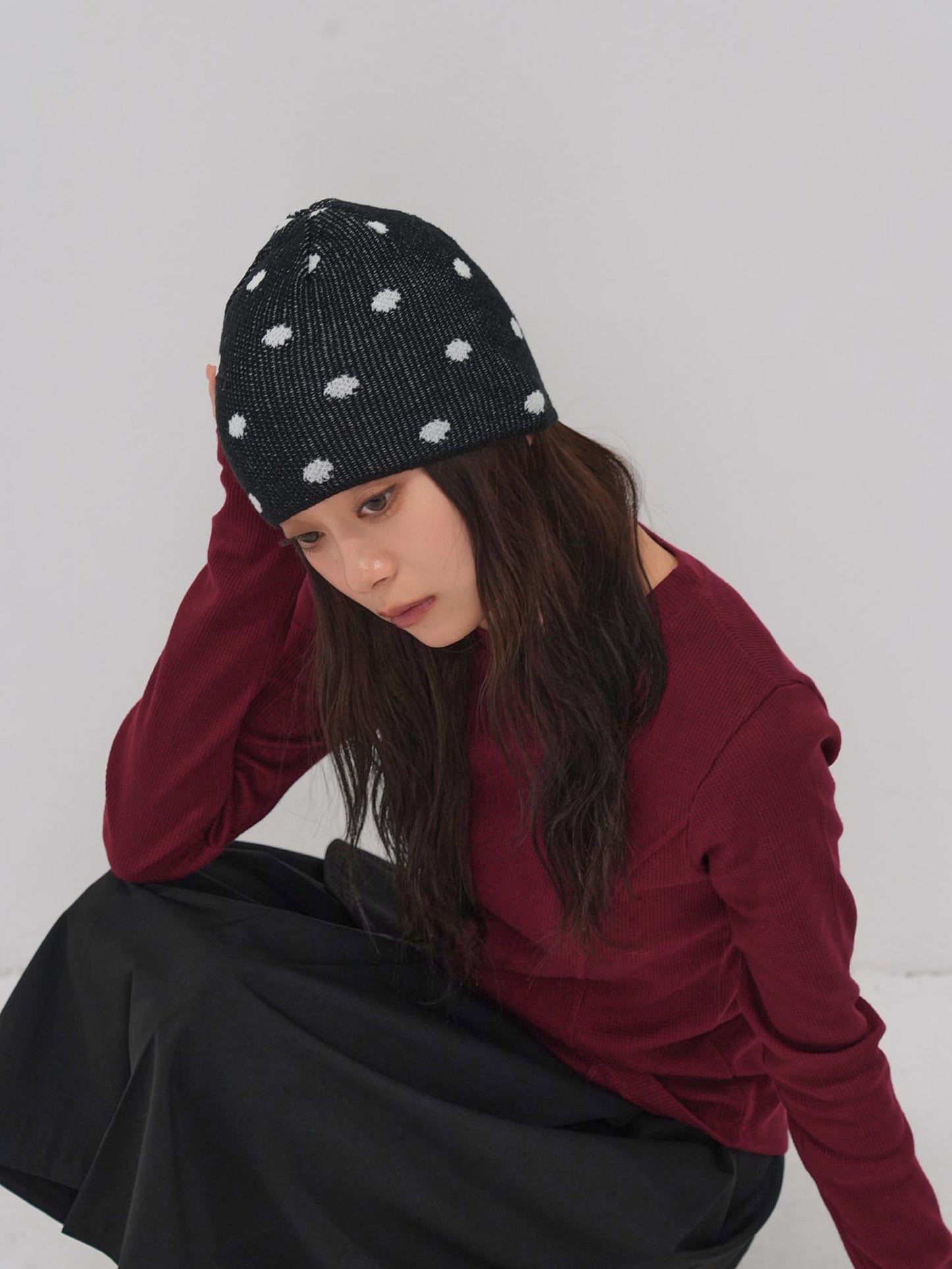 dot knit beanie