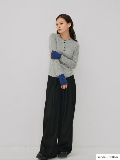 bicolor button round tops