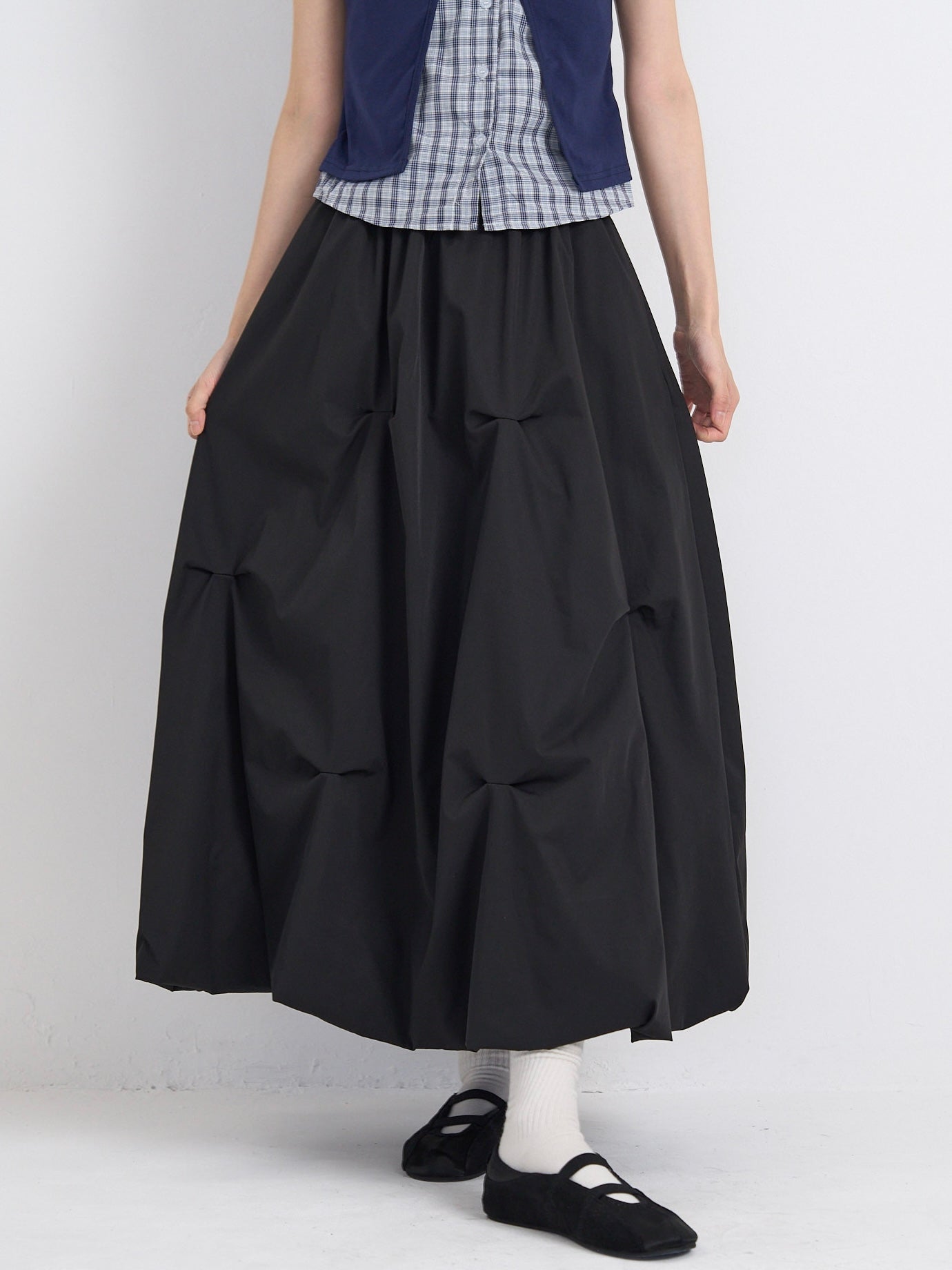 pintuck balloon skirt