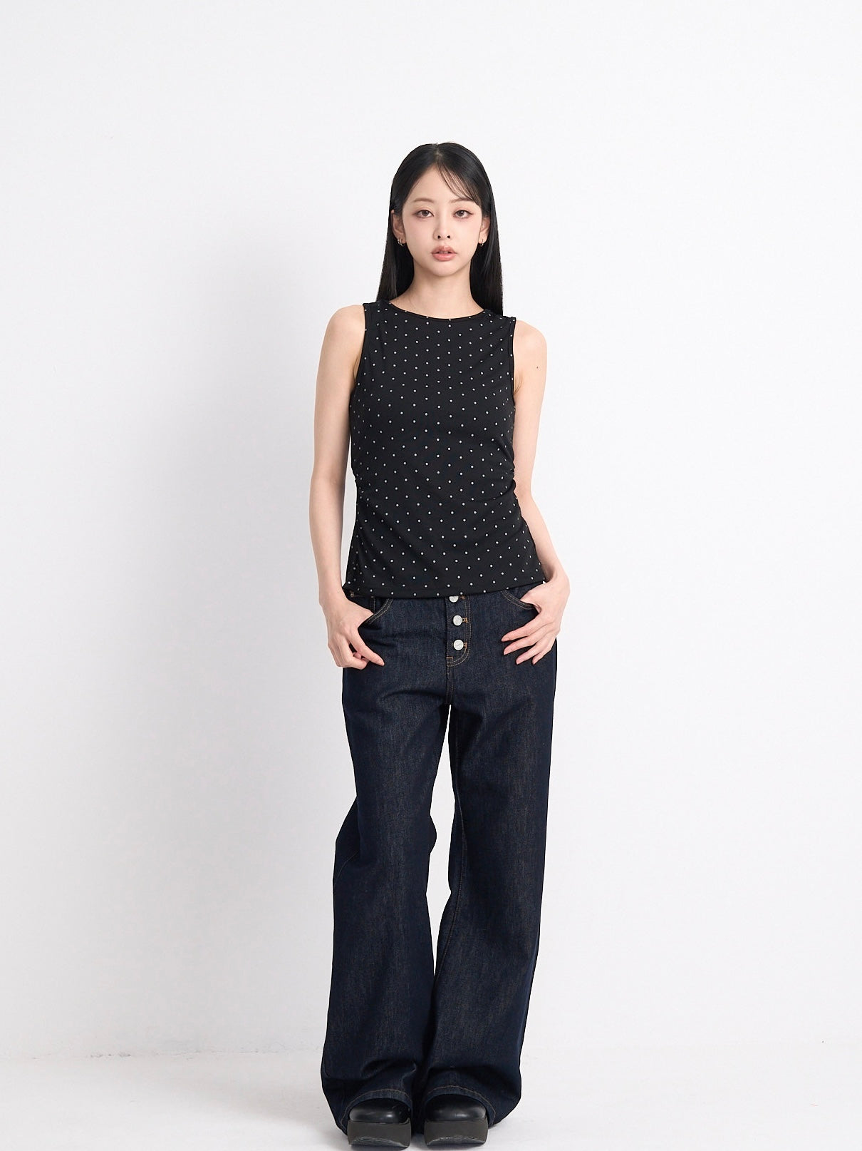 open back ribbon dot tops
