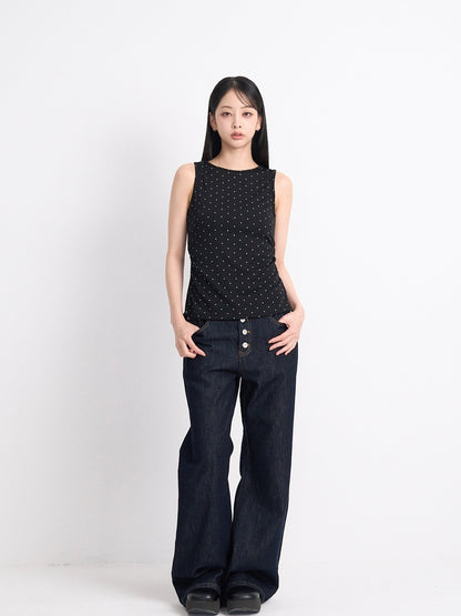 open back ribbon dot tops