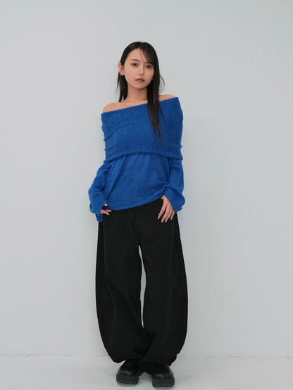 wool off shoulder knit