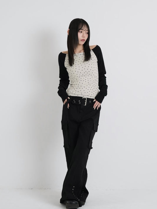 star dot raglan tops