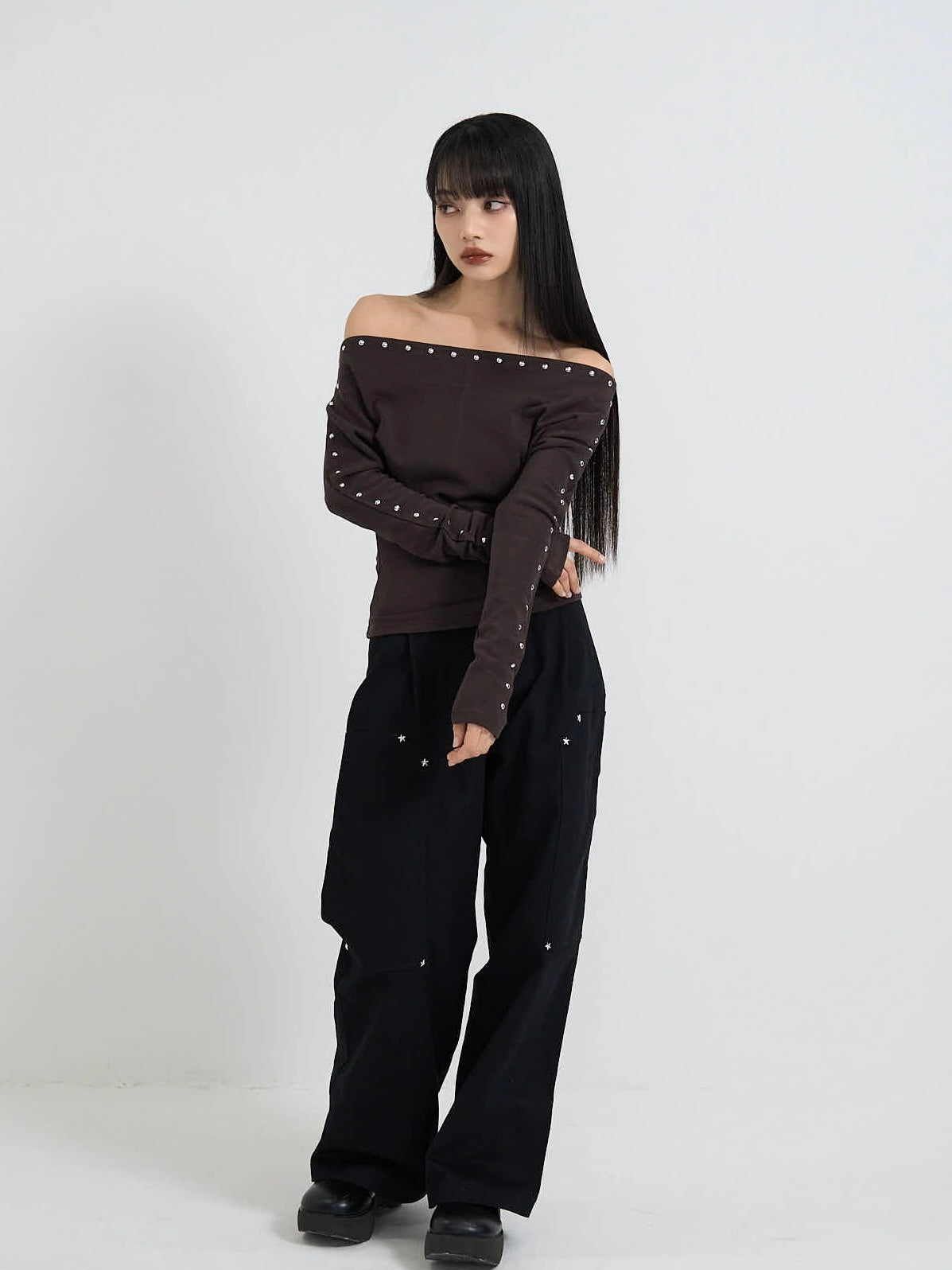 studs off shoulder tops