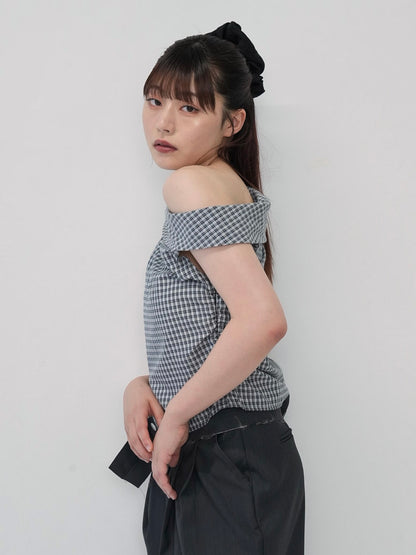 asym check blouse