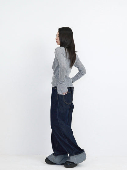 loose wide denim pants