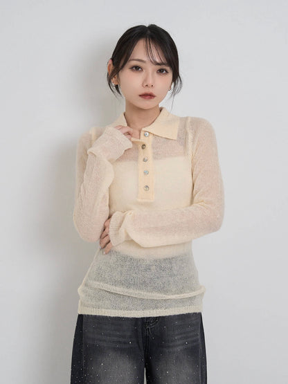 light sheer polo knit