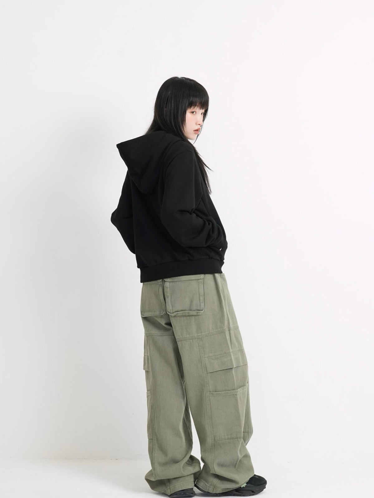 button front hooded jacket