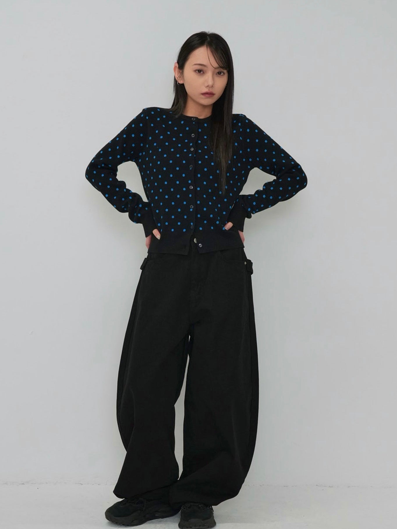 back belt detail wide pants