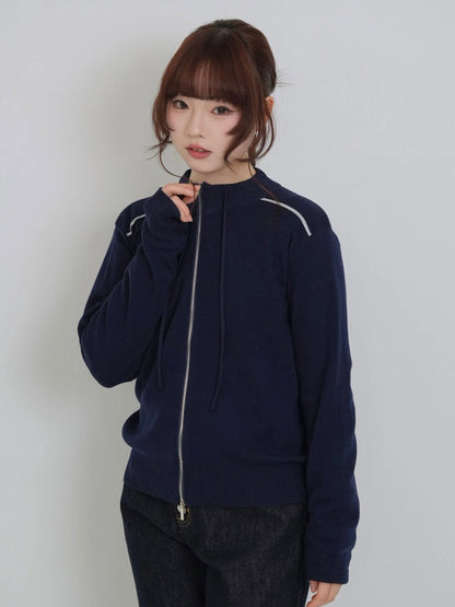 w zip line knit tops