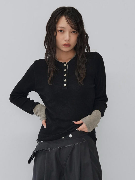 bicolor button round tops