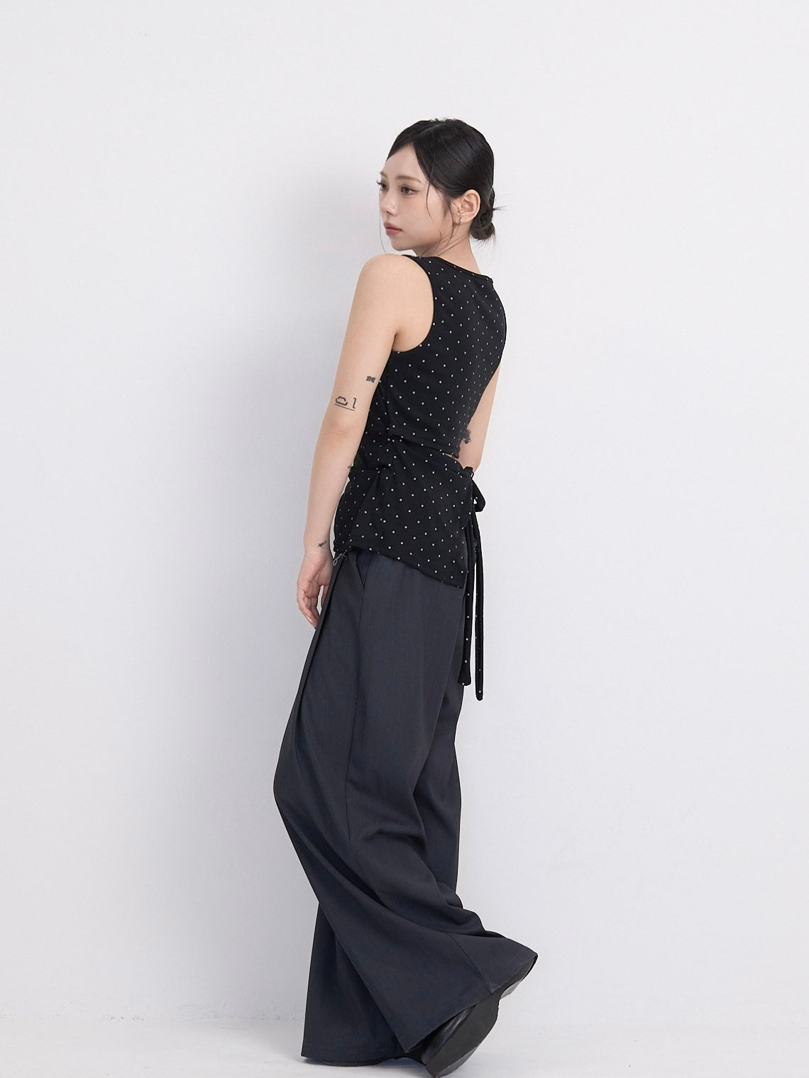 open back ribbon dot tops