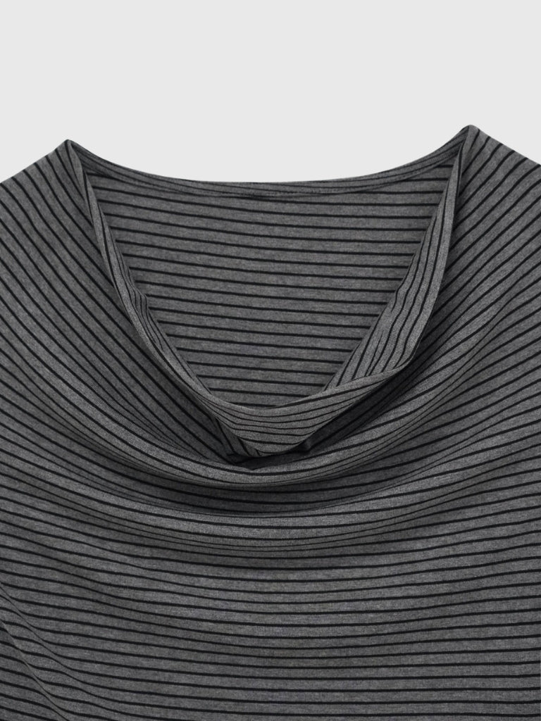 waist tie stripe tops