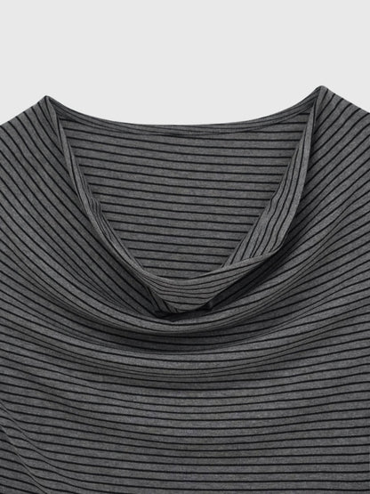 waist tie stripe tops