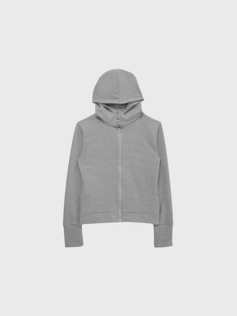 fleece zip button hood tops