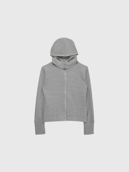 fleece zip button hood tops