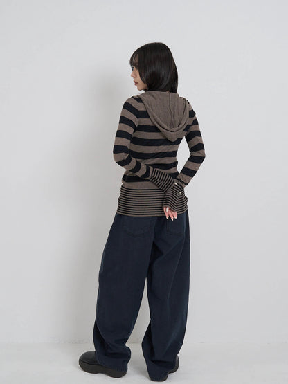 tight stripe hood knit