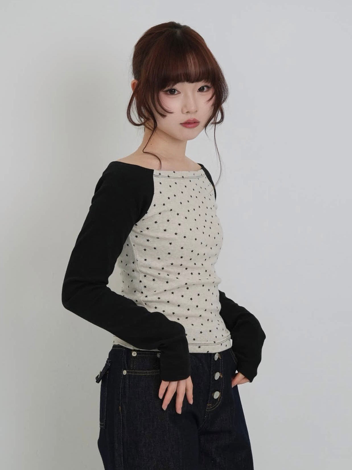 star dot raglan tops