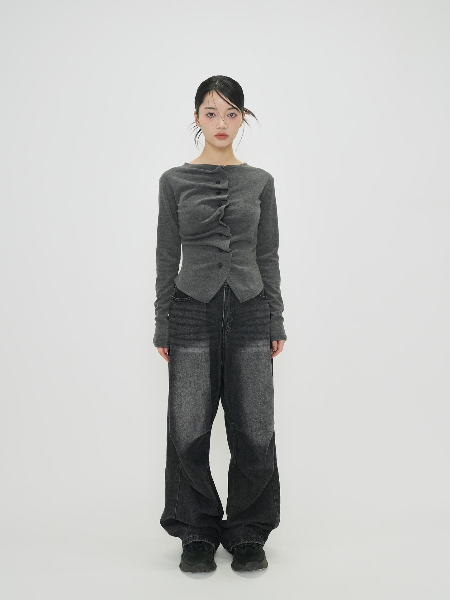 asymmetry frill blouse t