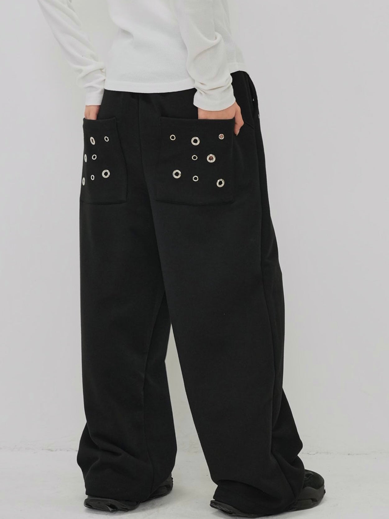 eyelet wide sweat pants