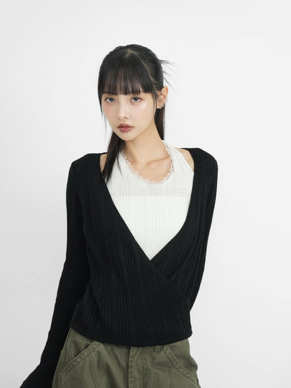 deep v neck cardigan
