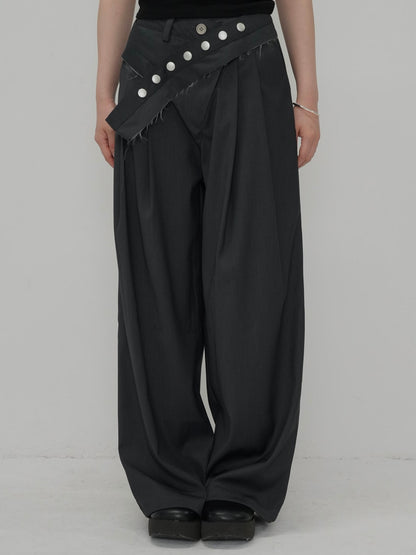 layered belt wide pants