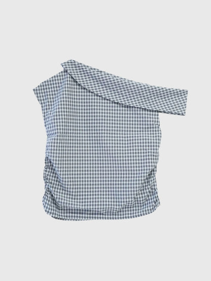 asym check blouse