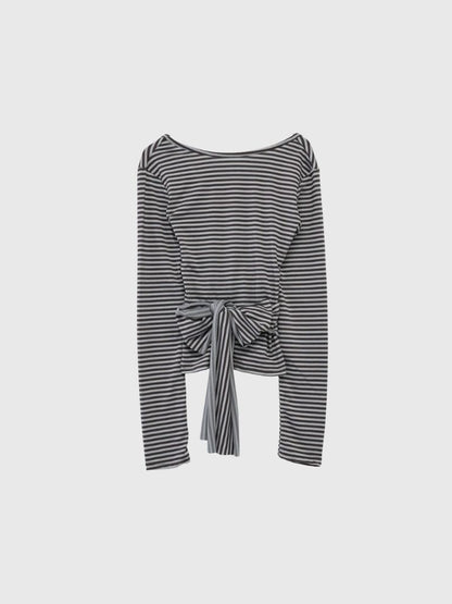 stripe waist wrap tops
