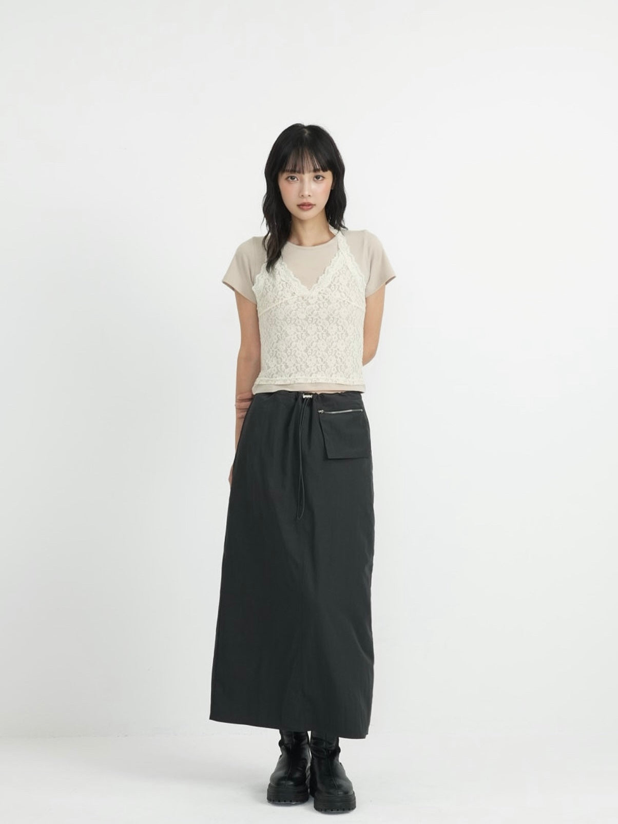 back slit long skirt