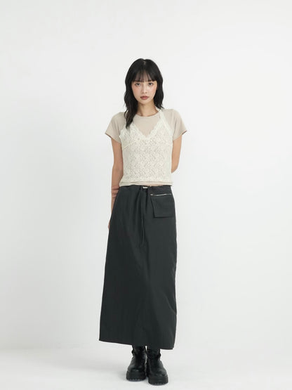 back slit long skirt
