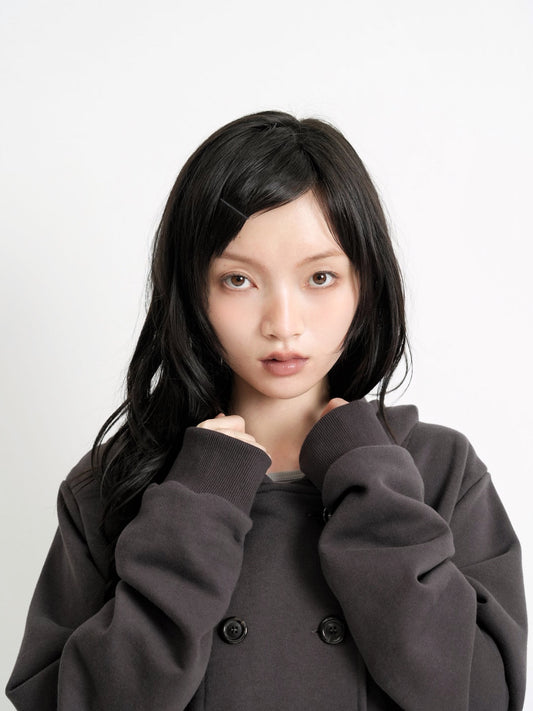 button front hooded jacket