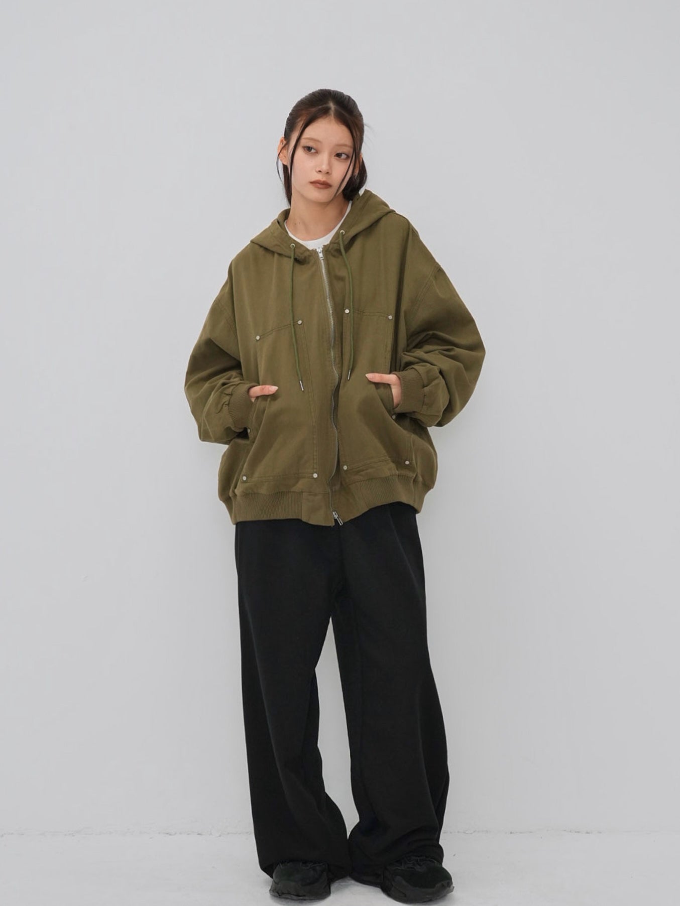over pocket zip up hoodie