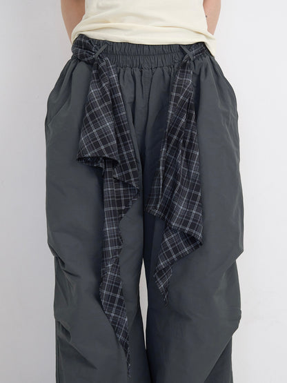 check loop wide pants