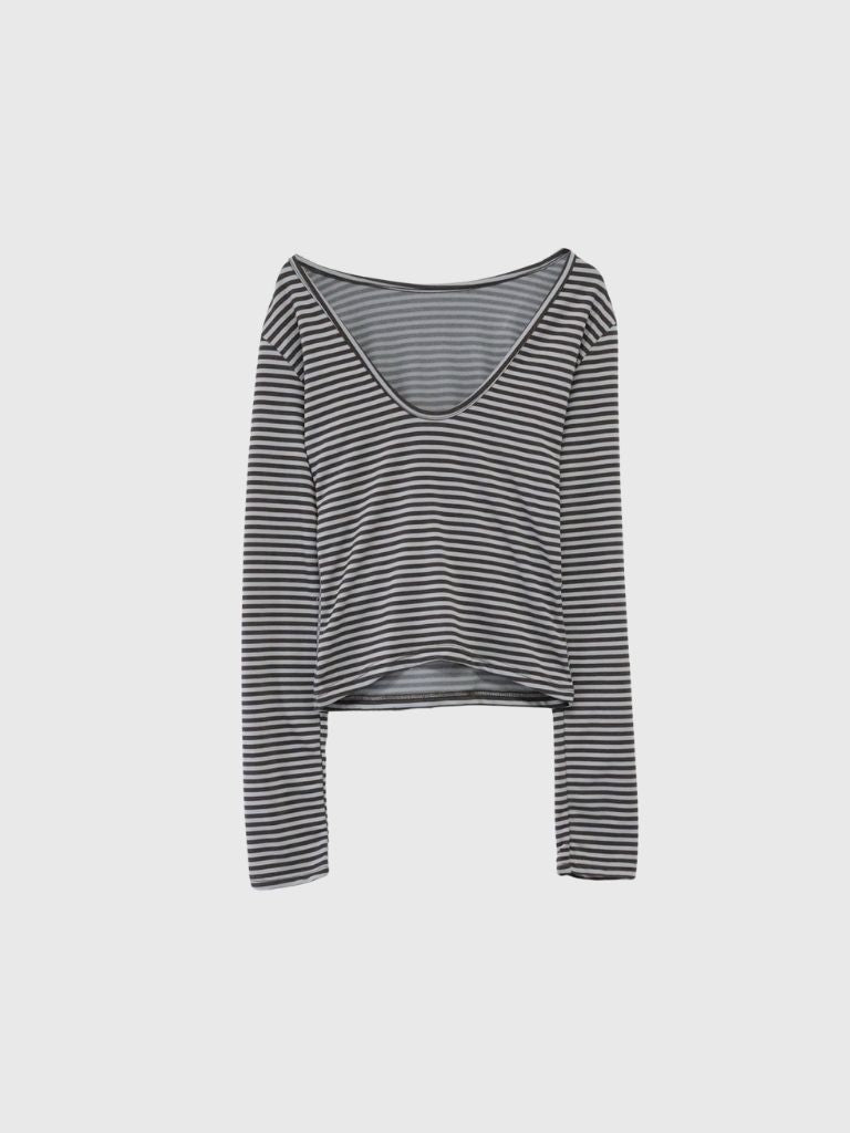 stripe waist wrap tops