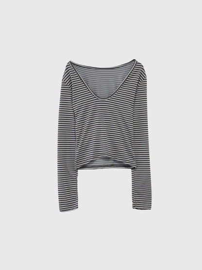 stripe waist wrap tops