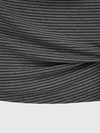 waist tie stripe tops