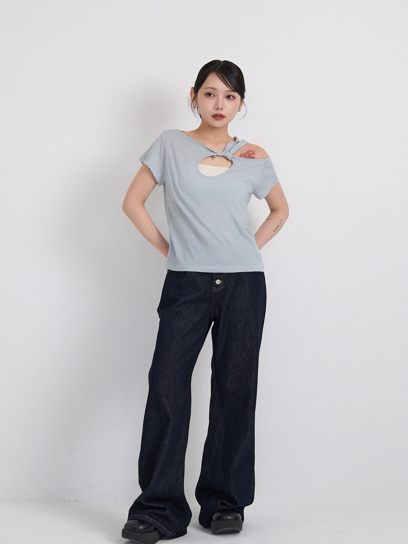 one shoulder cut tops