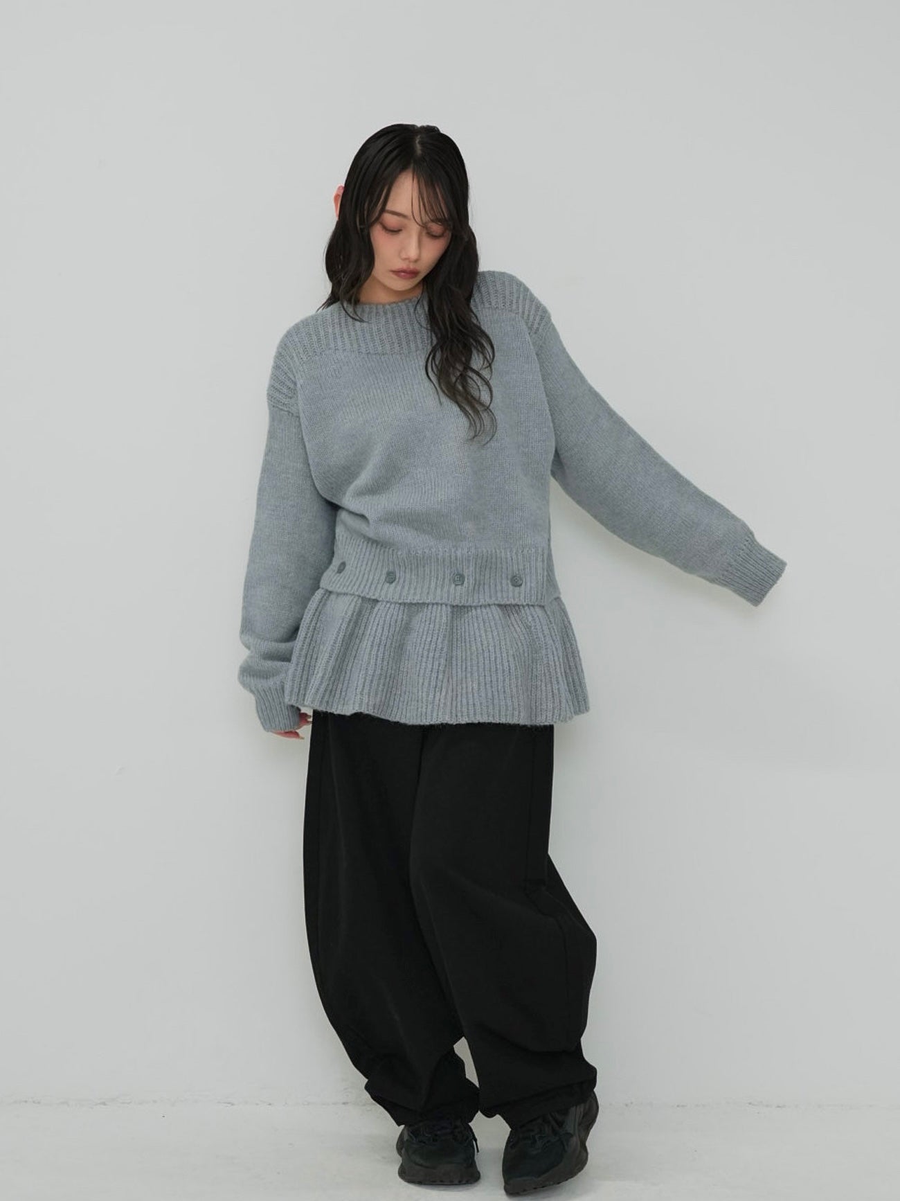 2way layered hem knit