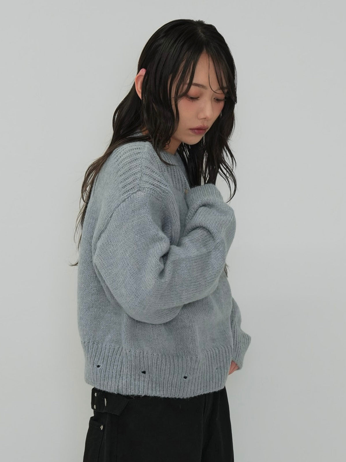 2way layered hem knit