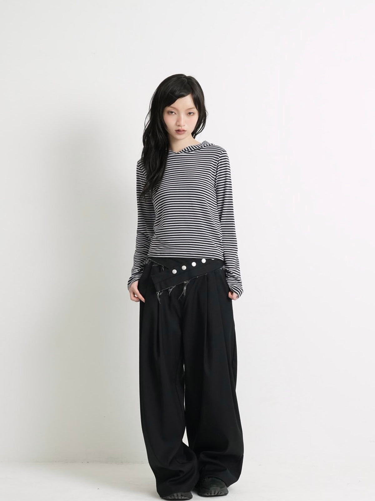 layered belt wide pants