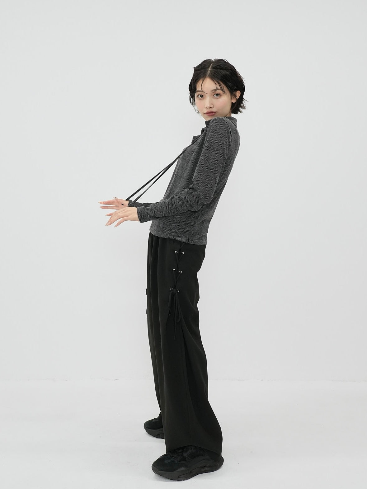 side eyelet pants