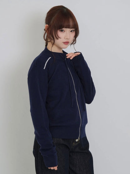 w zip line knit tops