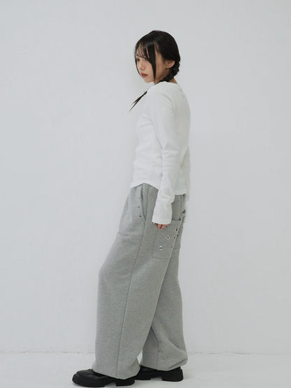eyelet wide sweat pants